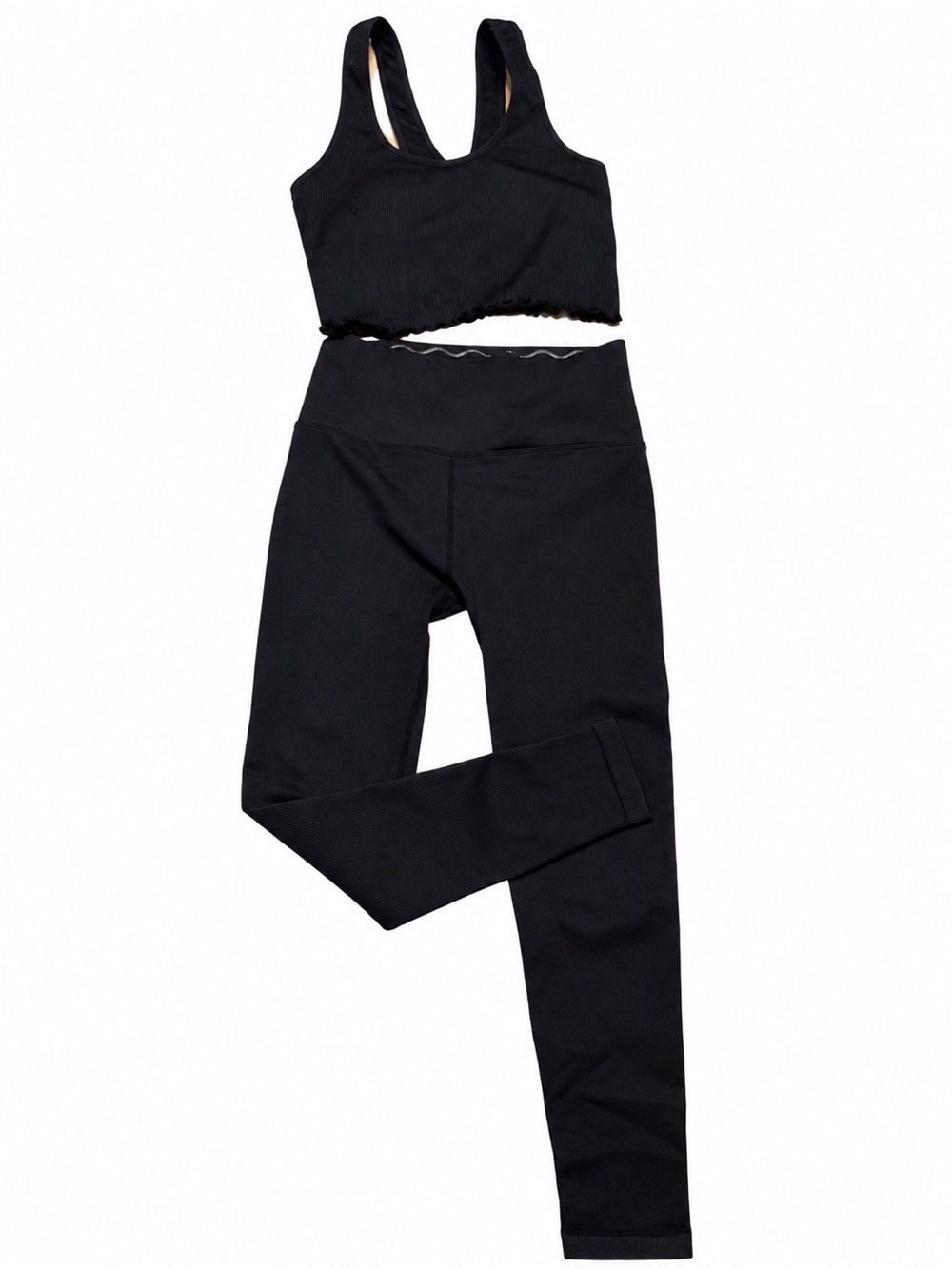 Spiritual Gangster Black Ribbed Leggings & Crop Top Set XS/S